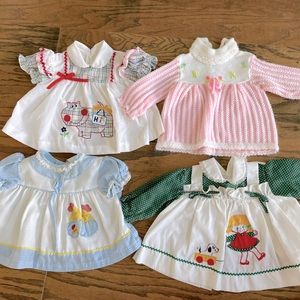 Vintage 12 month dress lot, 70’s and 80’s, Hippo, Chick, Wagon